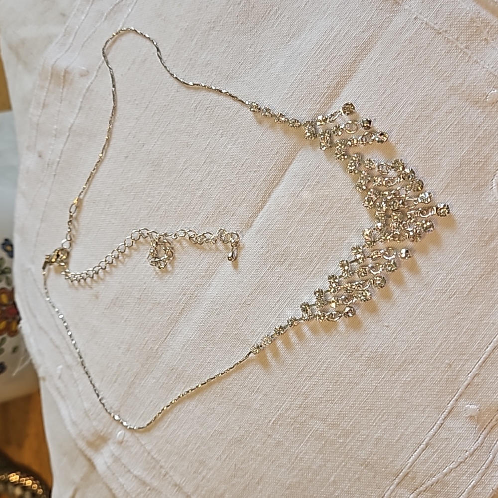 Vintage Rhinestone Bib Necklace - Picture 1 of 4